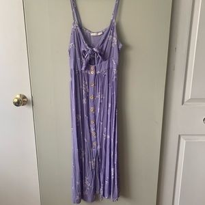 Lush Purple Floral MIDI Dress, Size M